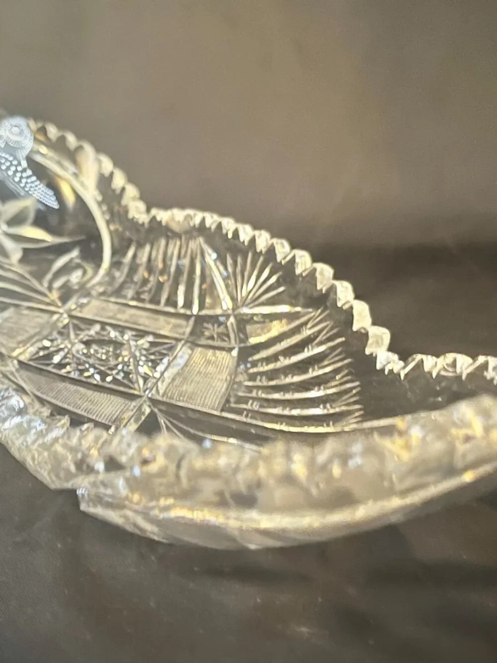 Antique American Brilliant Period Cut Crystal Celery or Relish Dish